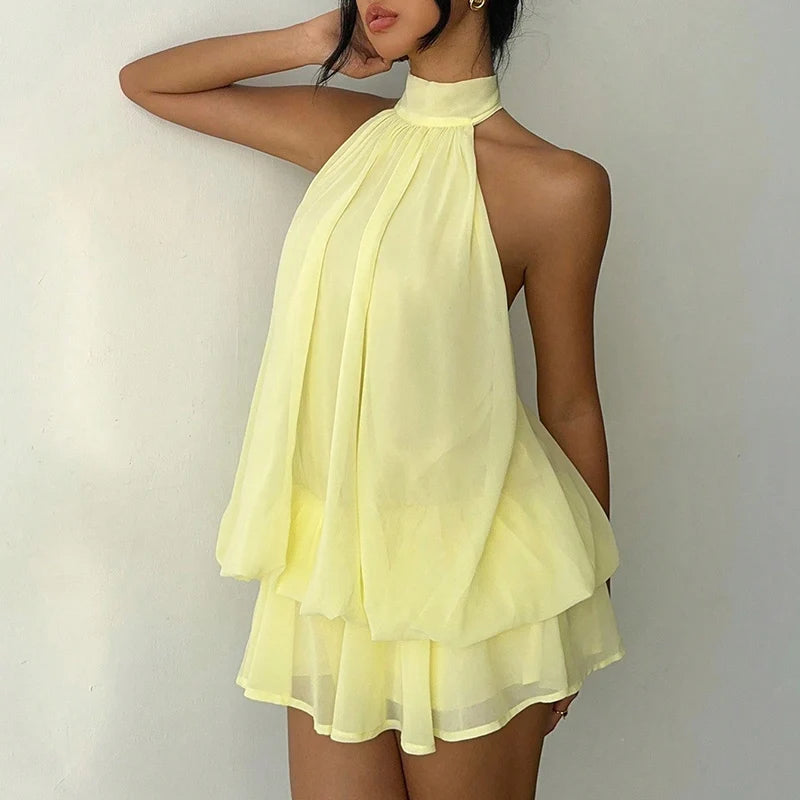 AMELI Bianca — Conjunto vaporoso con short integrado